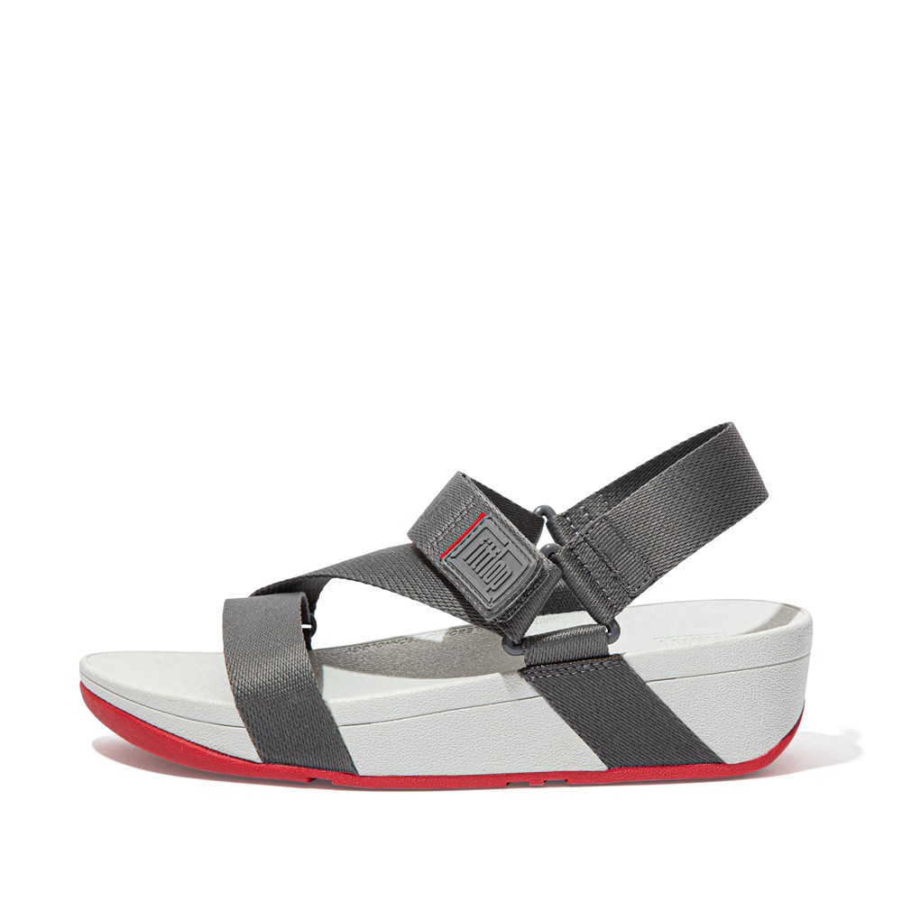 Fitflop Womens Sandals - Surfa Woven Logo Z-strap - Grey - 976-UGLJXZ